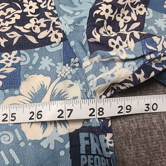 Big‎ Dog Mens Shirt 3X Blue Graphic Short Sleeve Beach Boho Floral Vacation - Picture 6 of 9